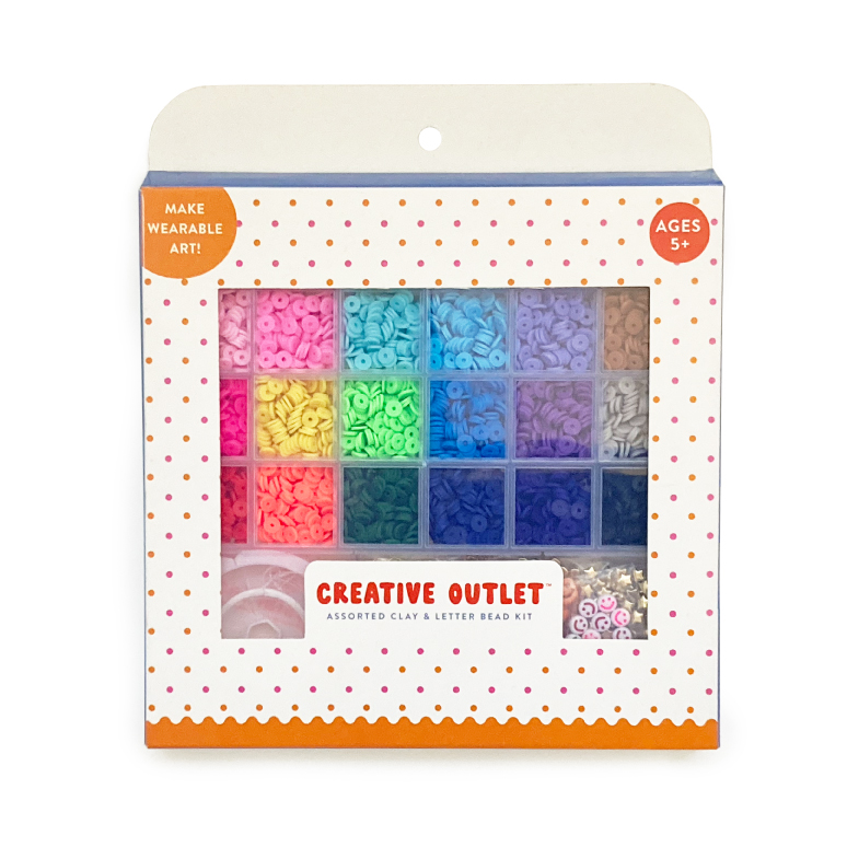 Boxed kit containing colorful beads. Ages 5+